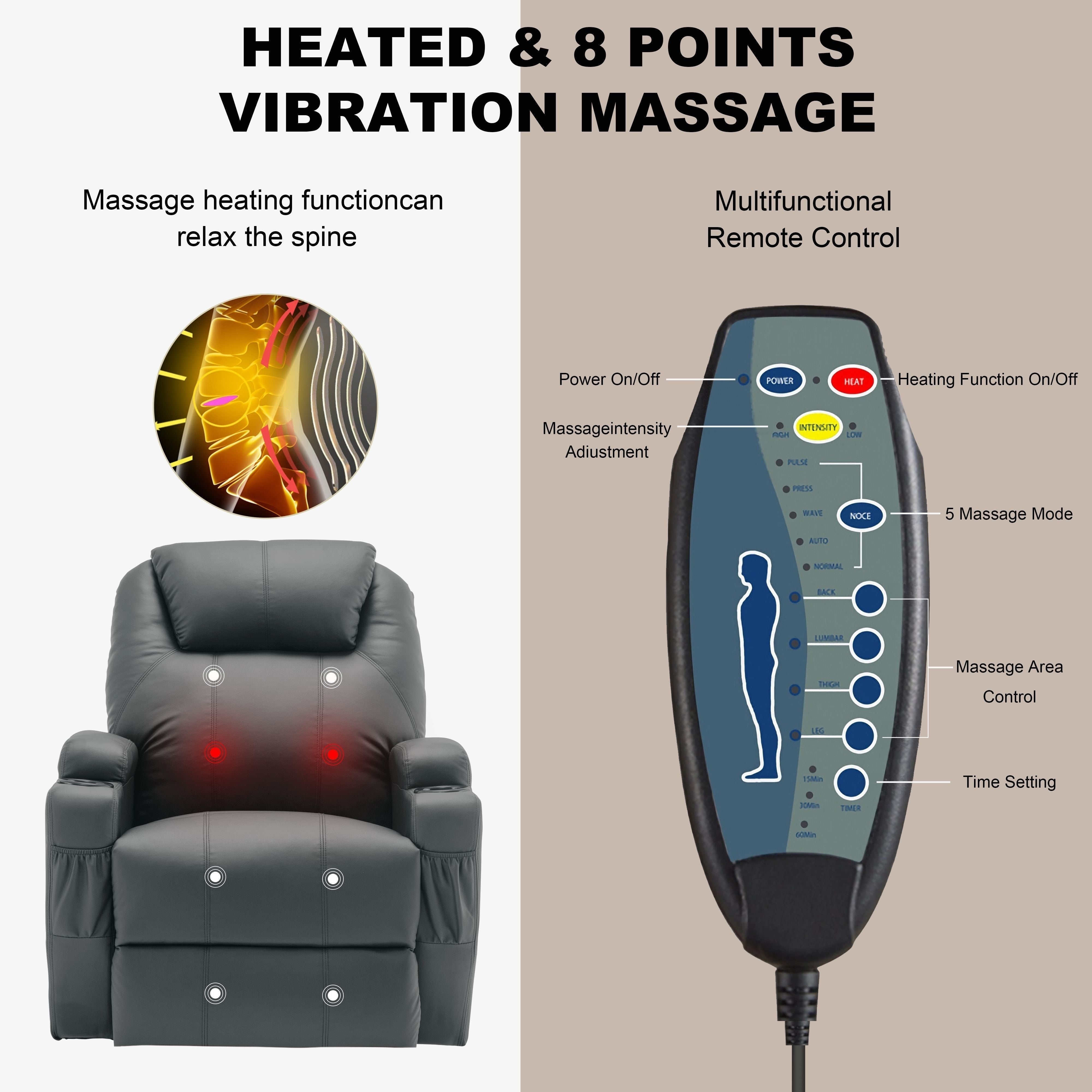 Recliner Chair, Rocking Chair With Massage And Heat, 360° Swivel Recliner Chairs For Adults, Rocker Manual Recliner With Remote Control And Cup Holder For Living Room, Bedroom, Gray, Manual