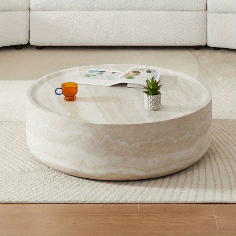 Round Faux MARS Pattern Coffee Table - No Assembly Required - Ideal for Living Room & Tea Time - Stylish & Durable