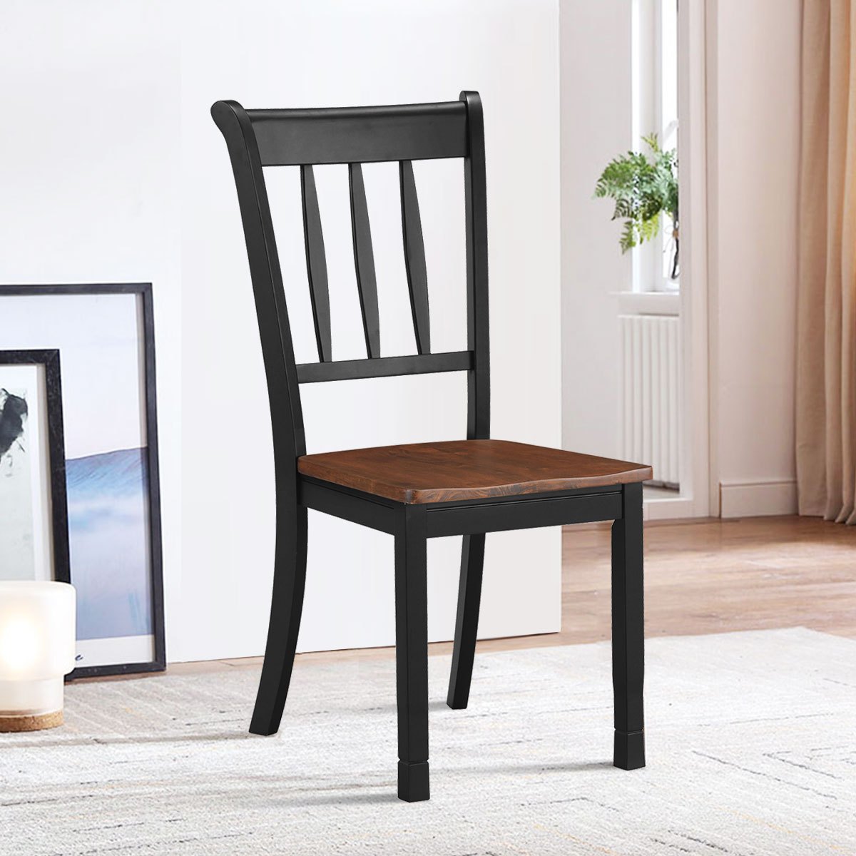 Set of 2/ 4 Wood Dining Chair High Back Dining Room Side Chair