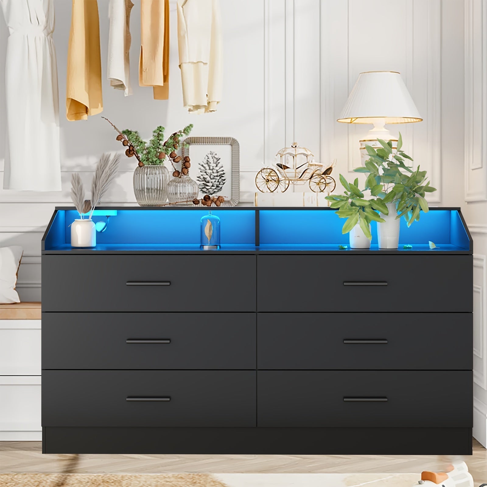 White/ Black Dresser For Bedroom 9 Drawers Dresser With Power Outlet Chest Of Drawers For Closet Modern Dresser