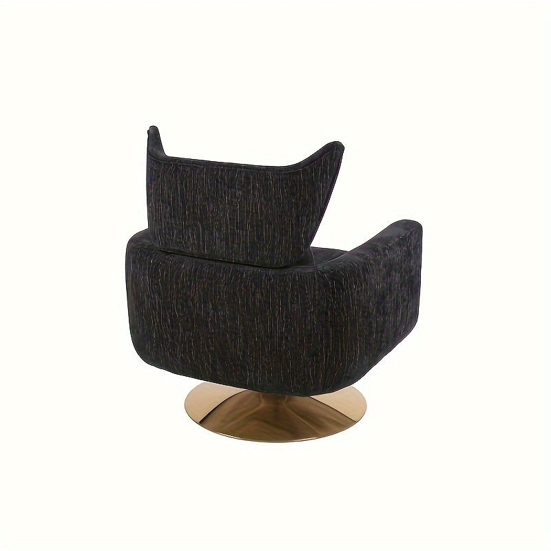 Classic Mid-Century 360 Degree Swivel Armchair In Teddy Fabric With Cushion