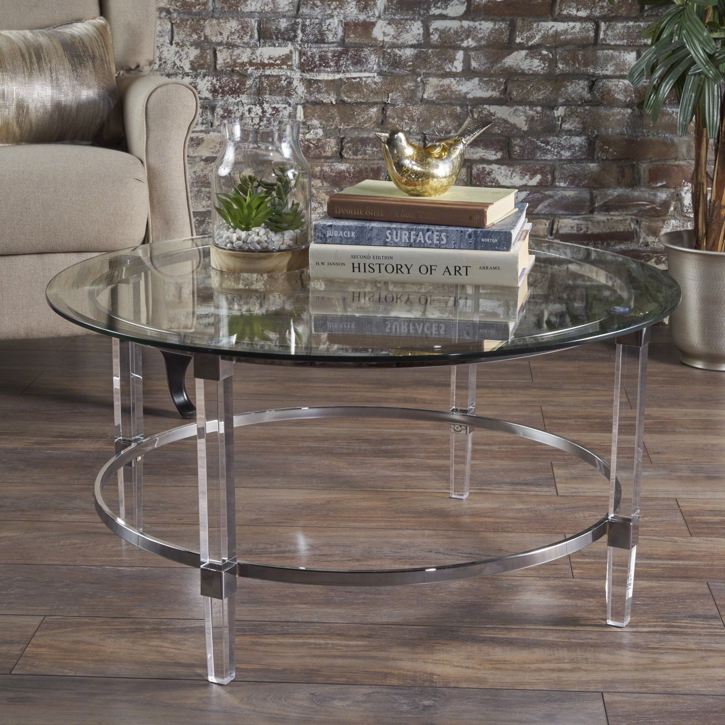 A New Featured Coffee Table, Round Side Table, Square Sofa Side Table, Acrylic Coffee Table, Translucent Coffee Table, Tempered Glass, Metal, Free Space