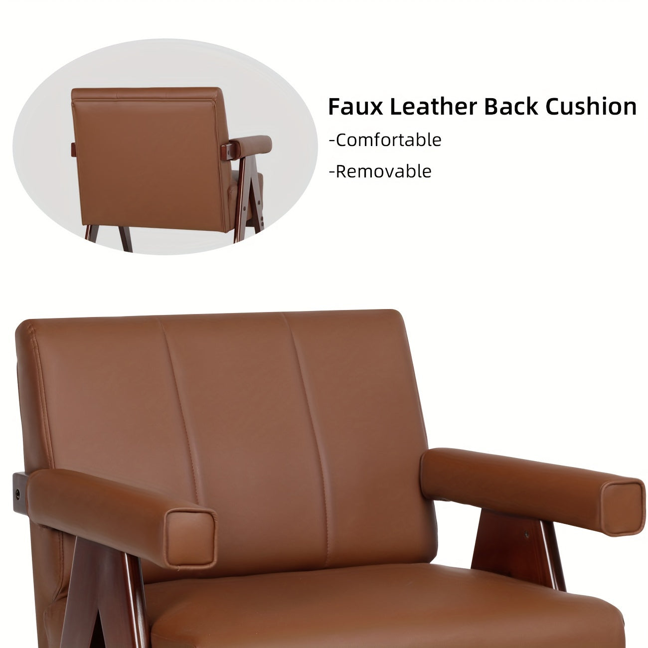 Brown Accent Chair Wood Arms WIth Soft Bag Living Room Chairs