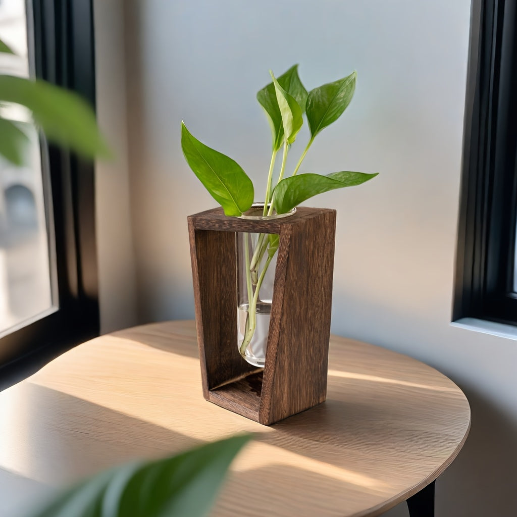 Large Wooden Plant Stand with Vase - Self-Cleaning, Versatile for Indoor/Outdoor Use - Perfect for Home & Office Decor, Includes Multiple Components