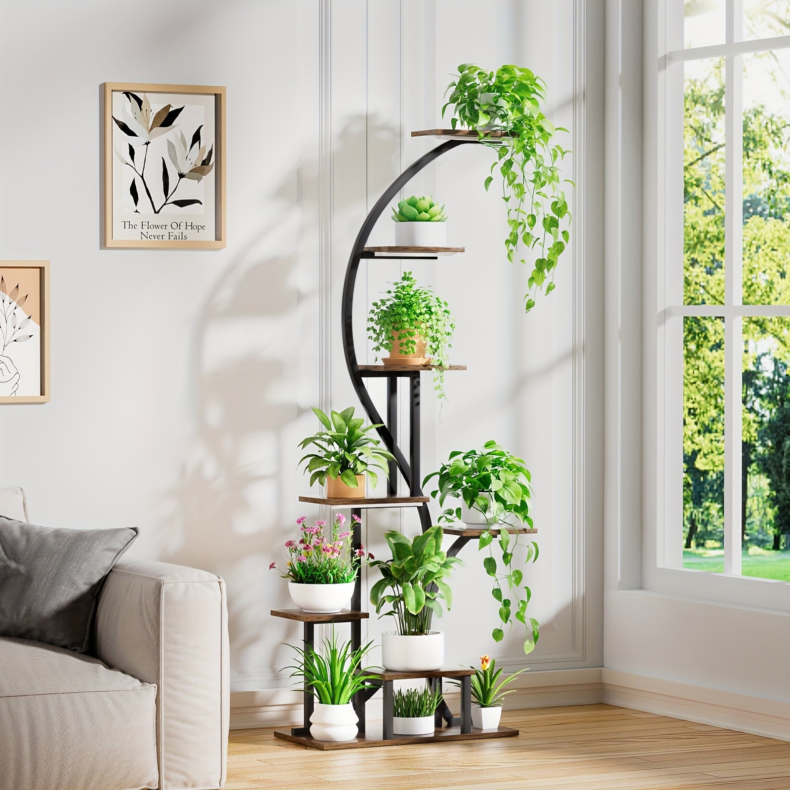 Plant Stand Indoor With Grow Light, 8 Tiered Metal Plant Shelf Indoor, 65'' Tall Plant Stands For Indoor Plants Multiple, Flower Stands For Indoor Plants Living Room, Patio, Balcony