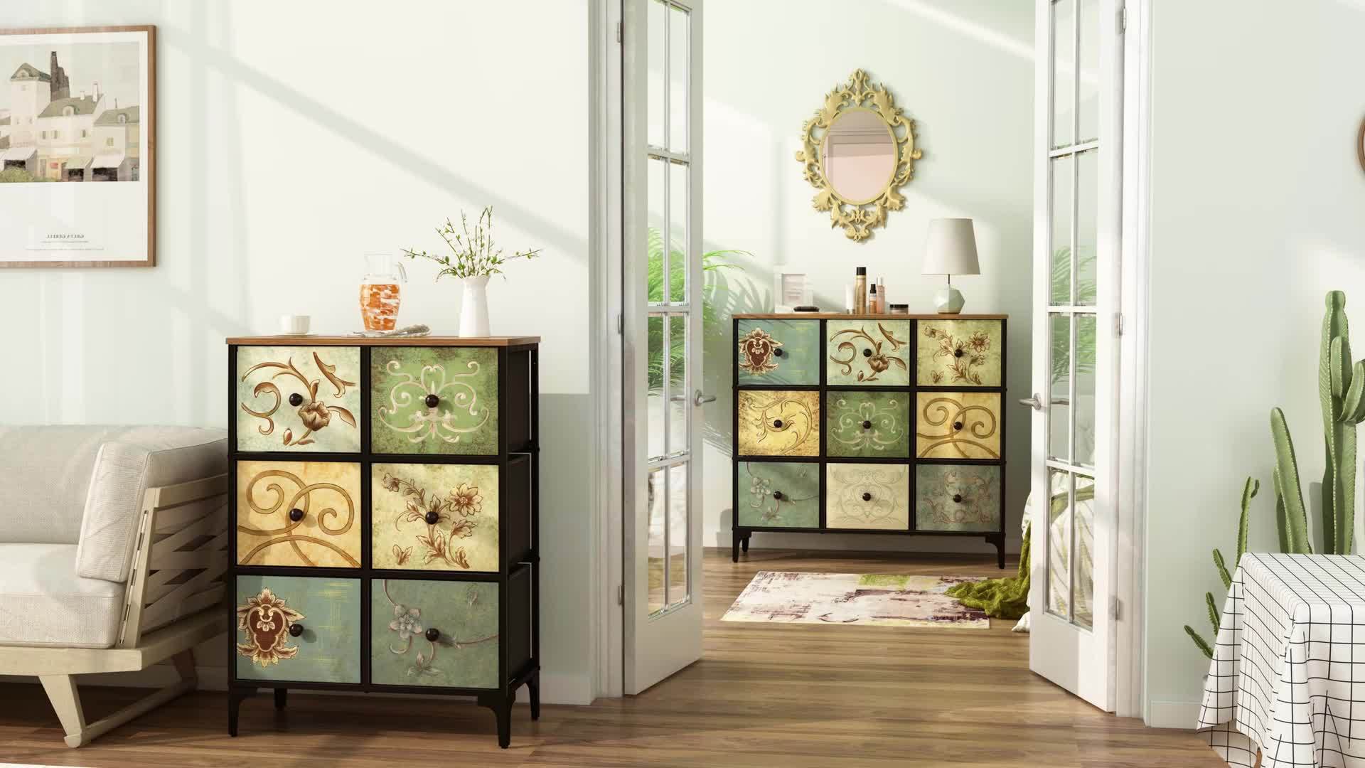 Dresser with 9 Drawers Tall Storage Dresser for Bedroom Modern Chest of Drawers for Closet Living Room Hallway Wooden