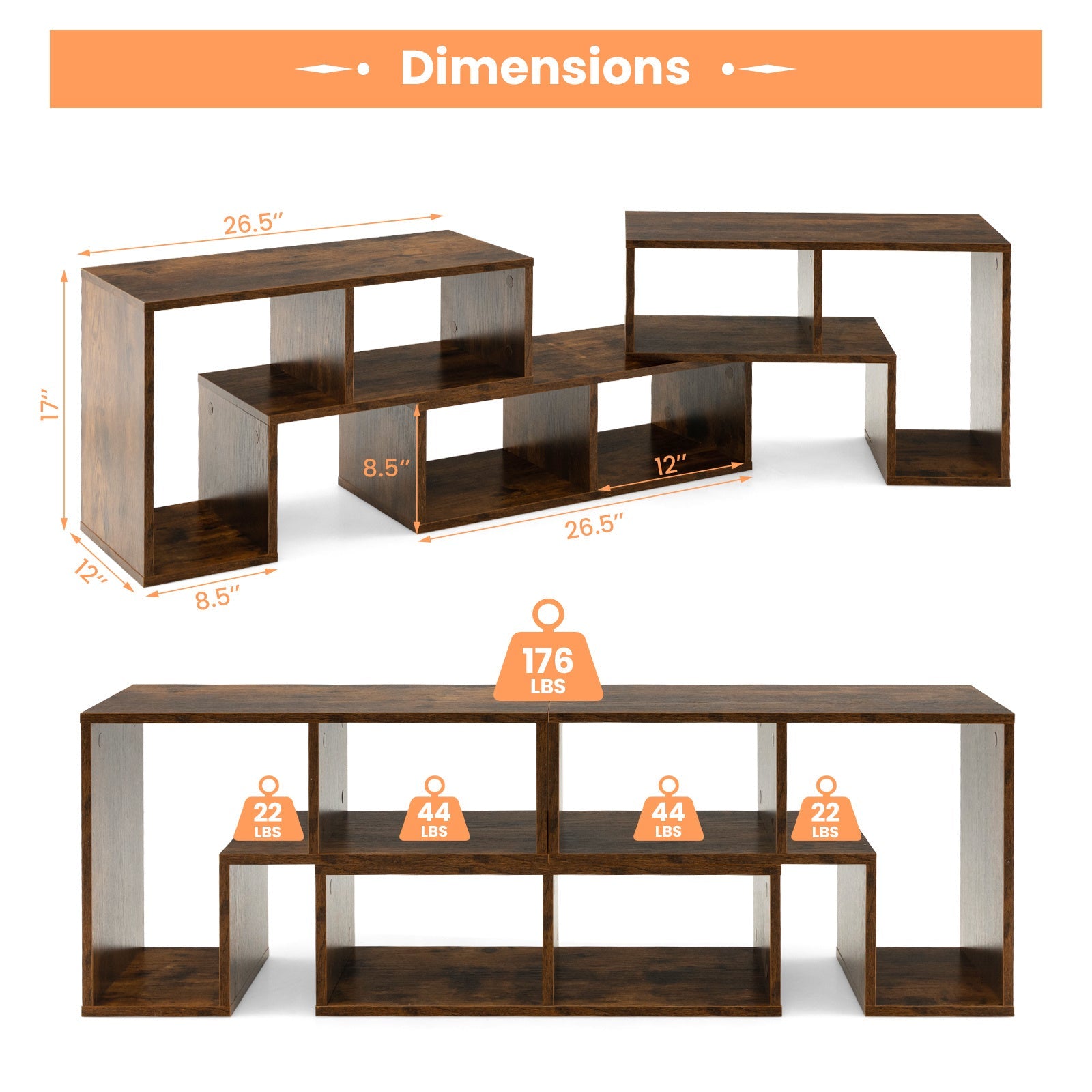 3pcs Adjustable Console TV Stand Set - Modern Minimalist Media Center with DIY Open Storage Shelves Sturdy E0 Grade