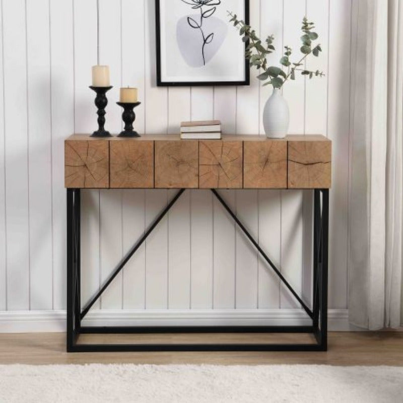 1pc 43.31'' Luxury Wood Sofa Table, Industrial Console Table For Entryway, Hallway Tables With Two Drawers For Living Room