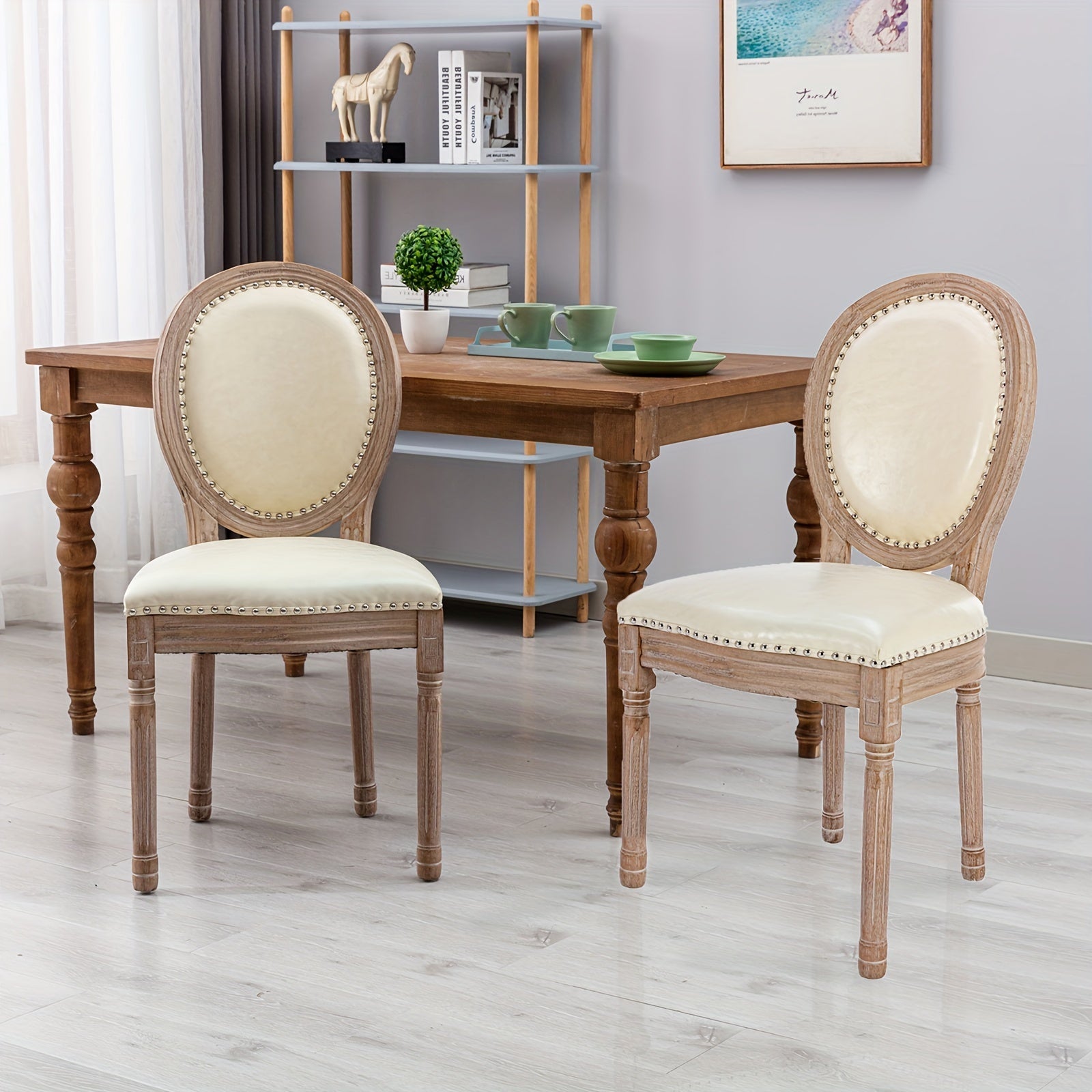 Dining Chairs Set Of 2, Upholstered Dining Room Chairs With Round Back Farmhouse Kitchen Chairs For Living Room, Kitchen, Restaurant