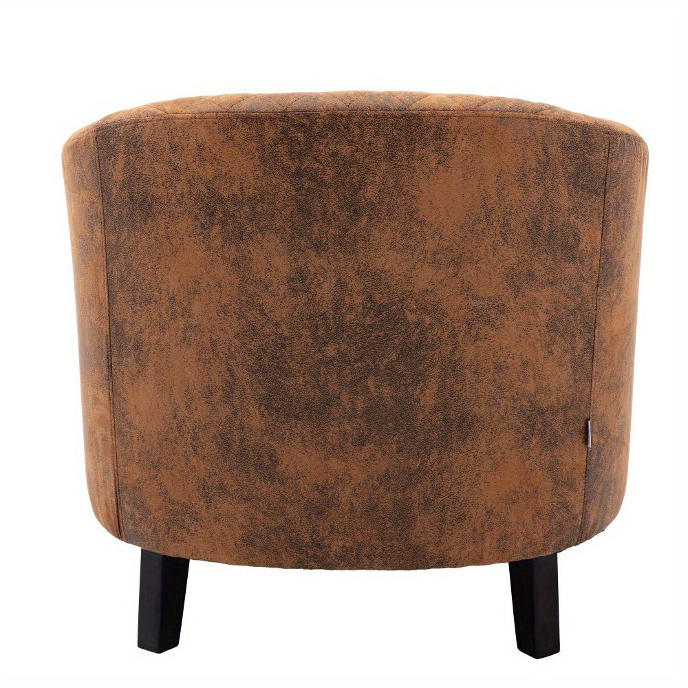 Accent Barrel Chair Living Room Chair with Nailheads and Solid Wood Legs  Light  Coffee Microfiber Fabric