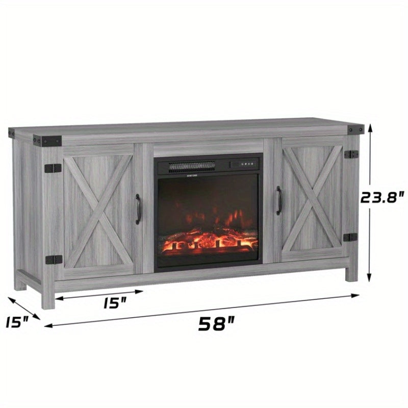 Spacious 65" TV Stand with Electric Fireplace - Wooden, Flat-Door Design for Easy Access & Storage