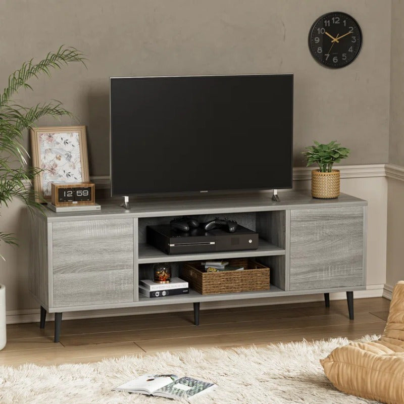 TV Stand for 65 Inch TV, Modern Entertainment Center with Storage Cabinet and Open Shelves, TV Console Table Media Cabinet for Living Room, Bedroom and Office