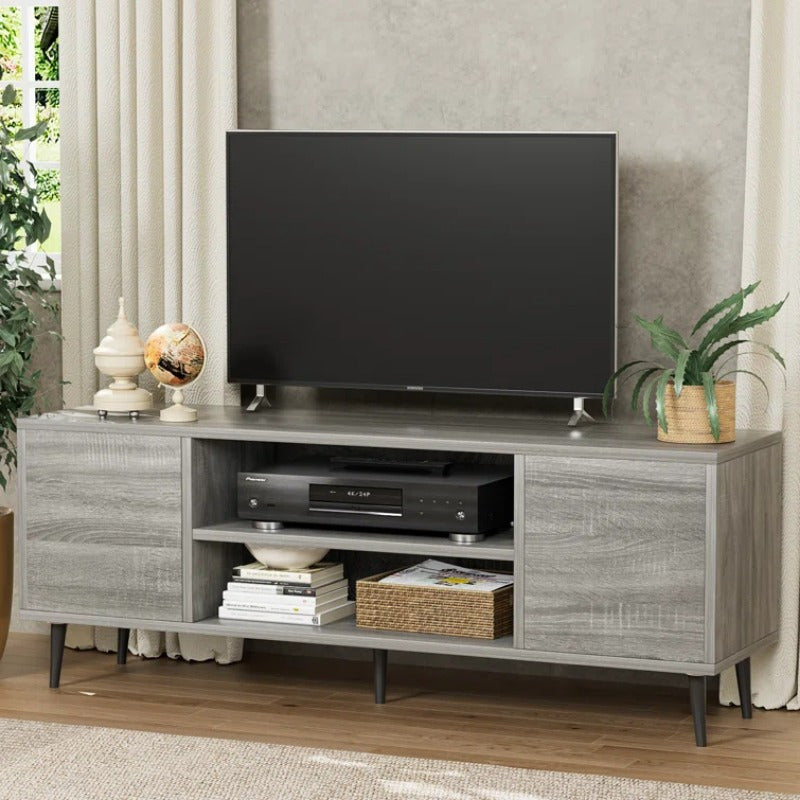 TV Stand for 65 Inch TV, Modern Entertainment Center with Storage Cabinet and Open Shelves, TV Console Table Media Cabinet for Living Room, Bedroom and Office