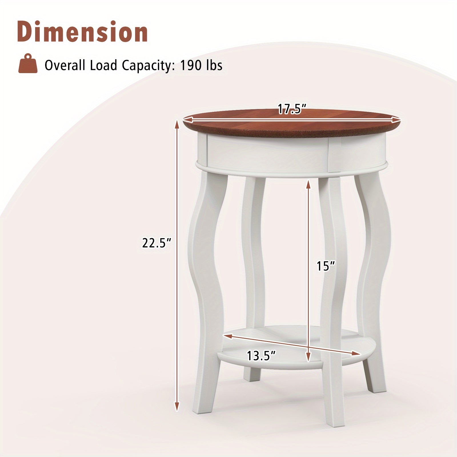 Costway 2-Tier Side Table w/ Storage Wooden Nightstand w/Shelf & Solid Rubber Wood Legs, 1 Piece