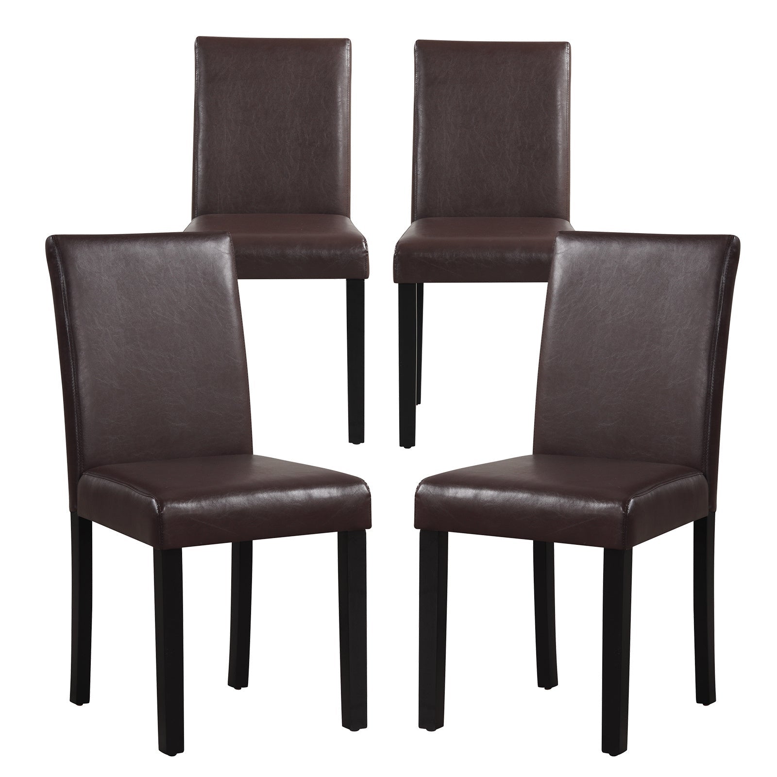 Dining Chair Set of 4 w/ Acacia Wood Frame & Rubber Wood Legs Padded Backrest