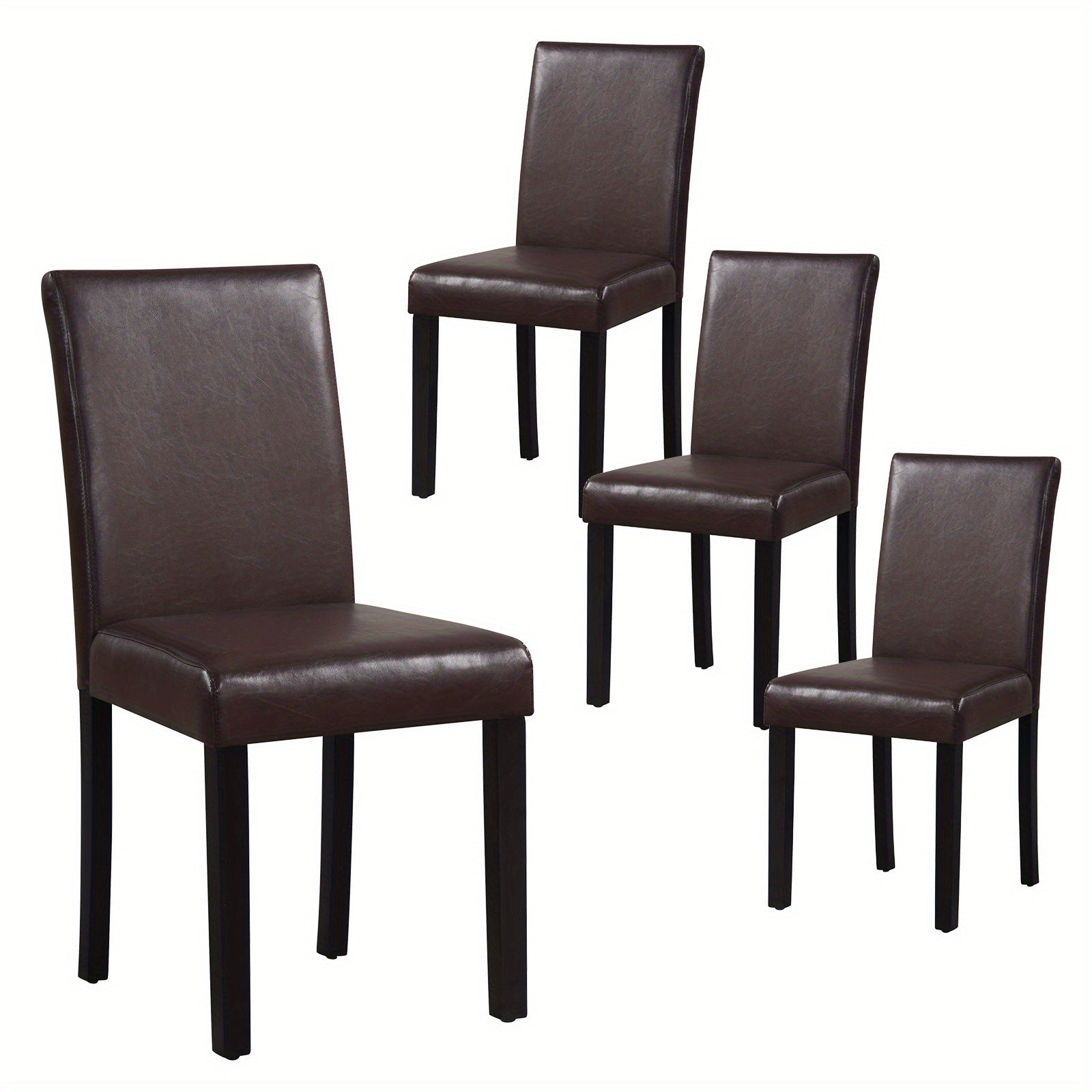 Dining Chair Set of 4 w/ Acacia Wood Frame & Rubber Wood Legs Padded Backrest