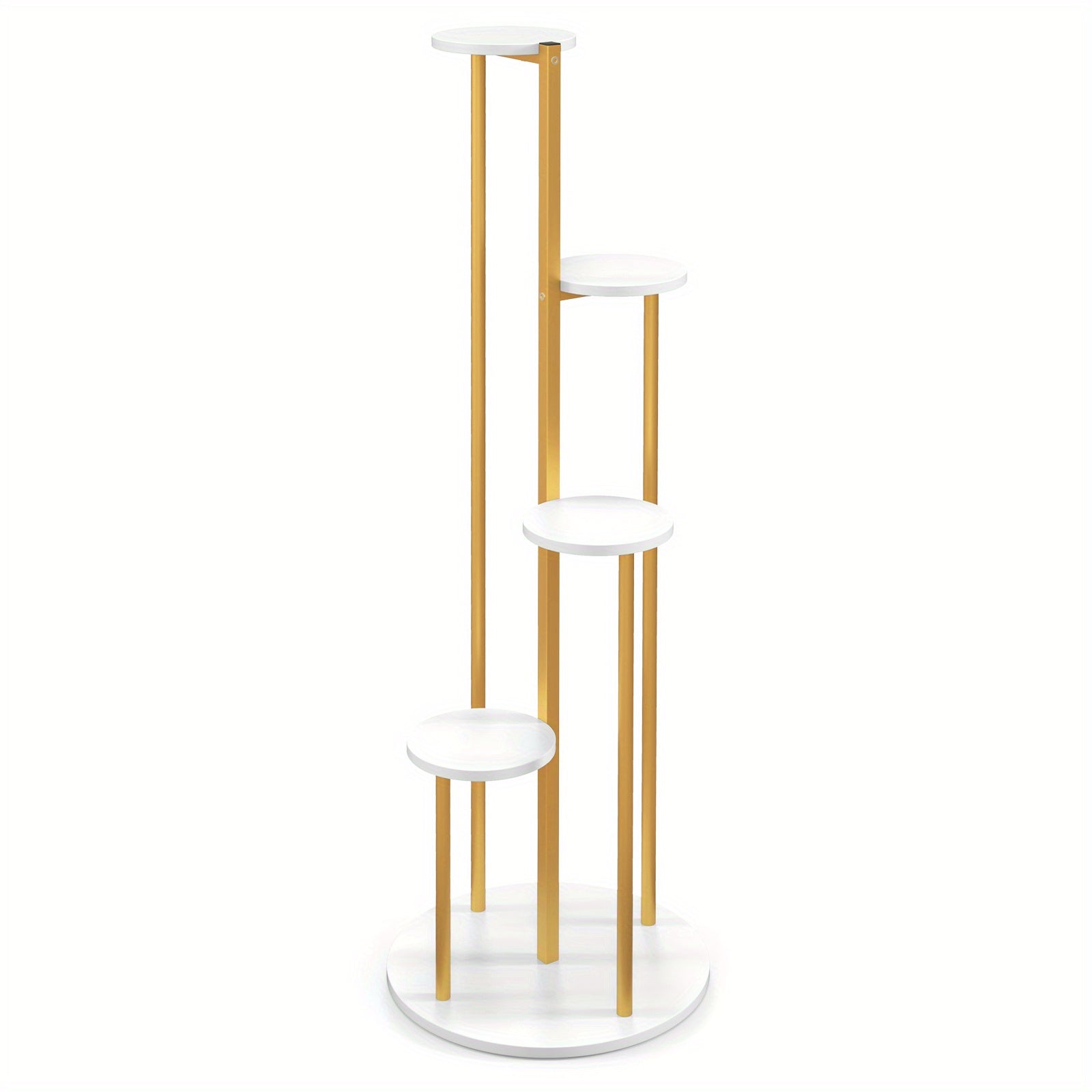 4-Tier Metal Plant Stand 49.5’’ Tall Potted Planter Display Shelf Storage Rack - Golden, White - Plant Stands Westberry