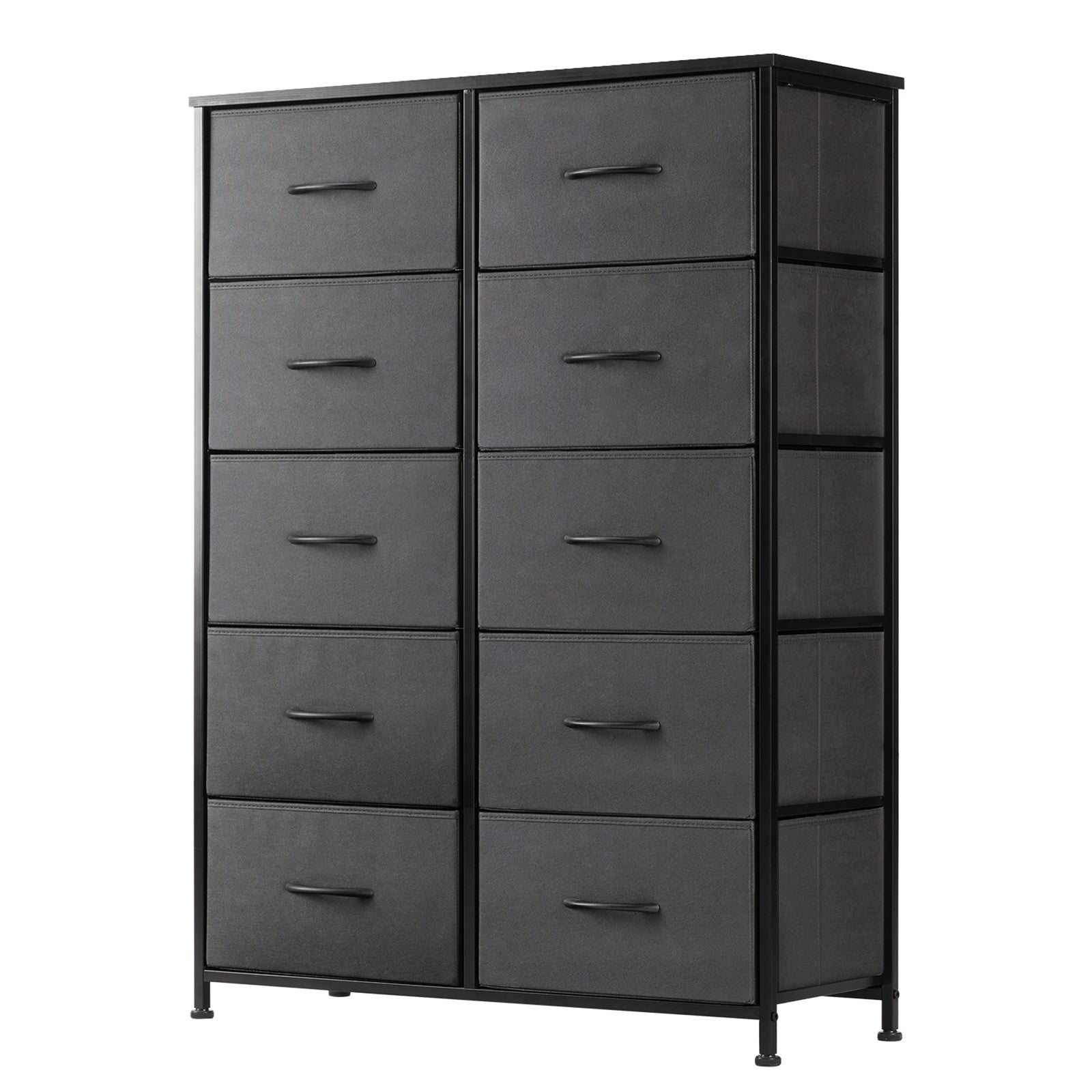 10 Drawers Tall Dresser for Bedroom, Fabric Drawers Dresser, Tall Storage Chest Organizer Units, Dresser and Chest of Drawers, Storage Tower with Fabric Bins, Drawer Cabinet, Metal Frame, Lightweight Furniture for Living Room