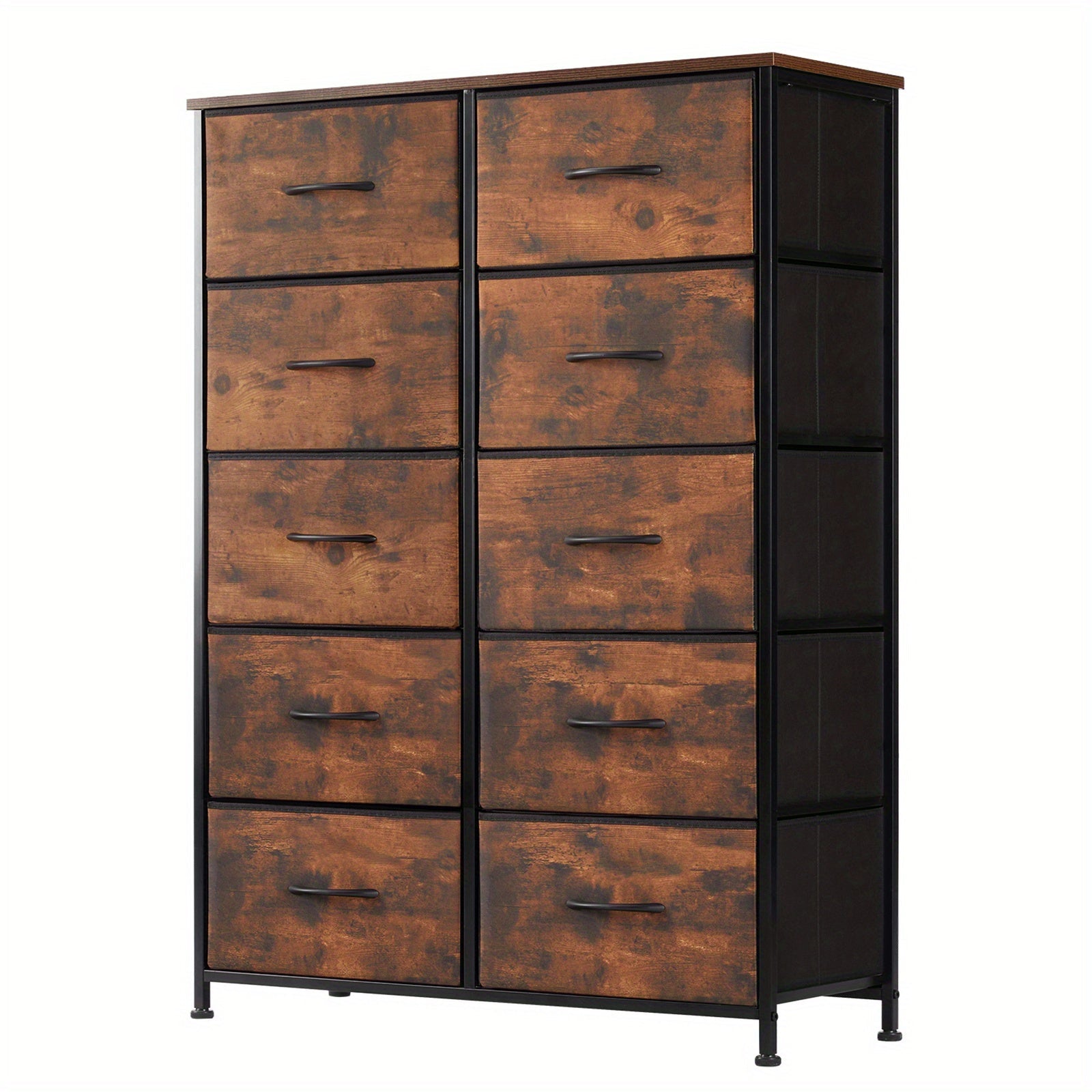 10 Drawers Tall Dresser for Bedroom, Fabric Drawers Dresser, Tall Storage Chest Organizer Units, Dresser and Chest of Drawers, Storage Tower with Fabric Bins, Drawer Cabinet, Metal Frame, Lightweight Furniture for Living Room