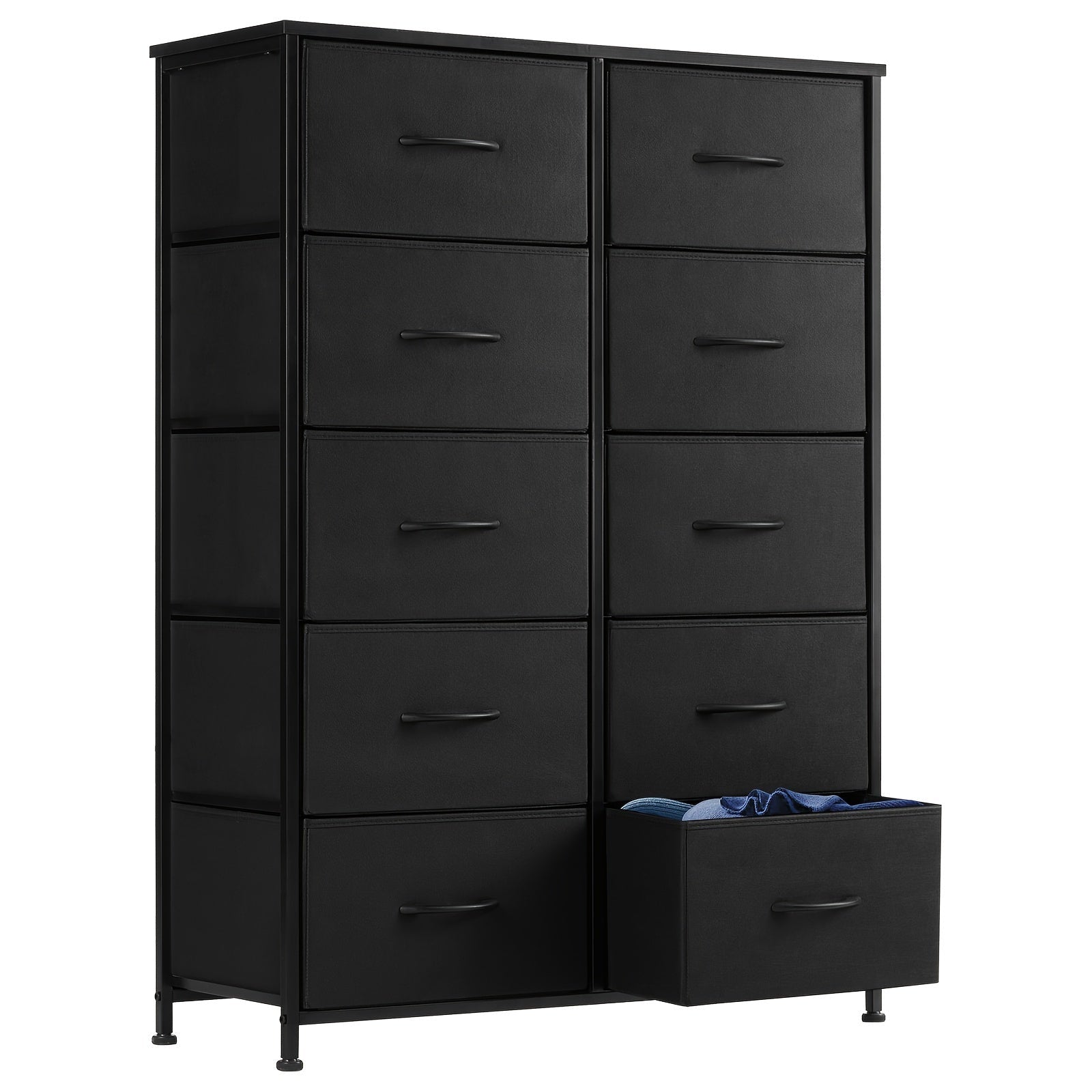 10 Drawers Tall Dresser for Bedroom, Fabric Drawers Dresser, Tall Storage Chest Organizer Units, Dresser and Chest of Drawers, Storage Tower with Fabric Bins, Drawer Cabinet, Metal Frame, Lightweight Furniture for Living Room