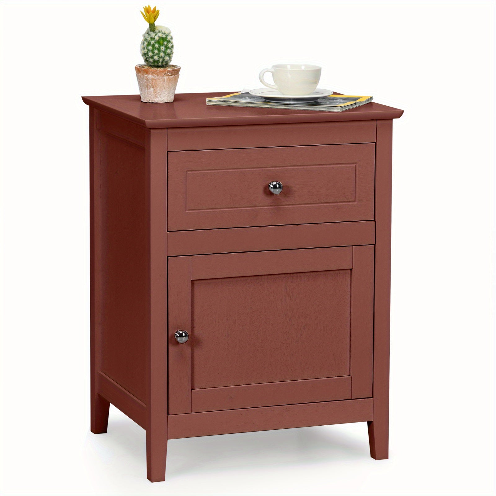 Nightstand with Drawer Accent Side End Table Storage Cabinet Cherry