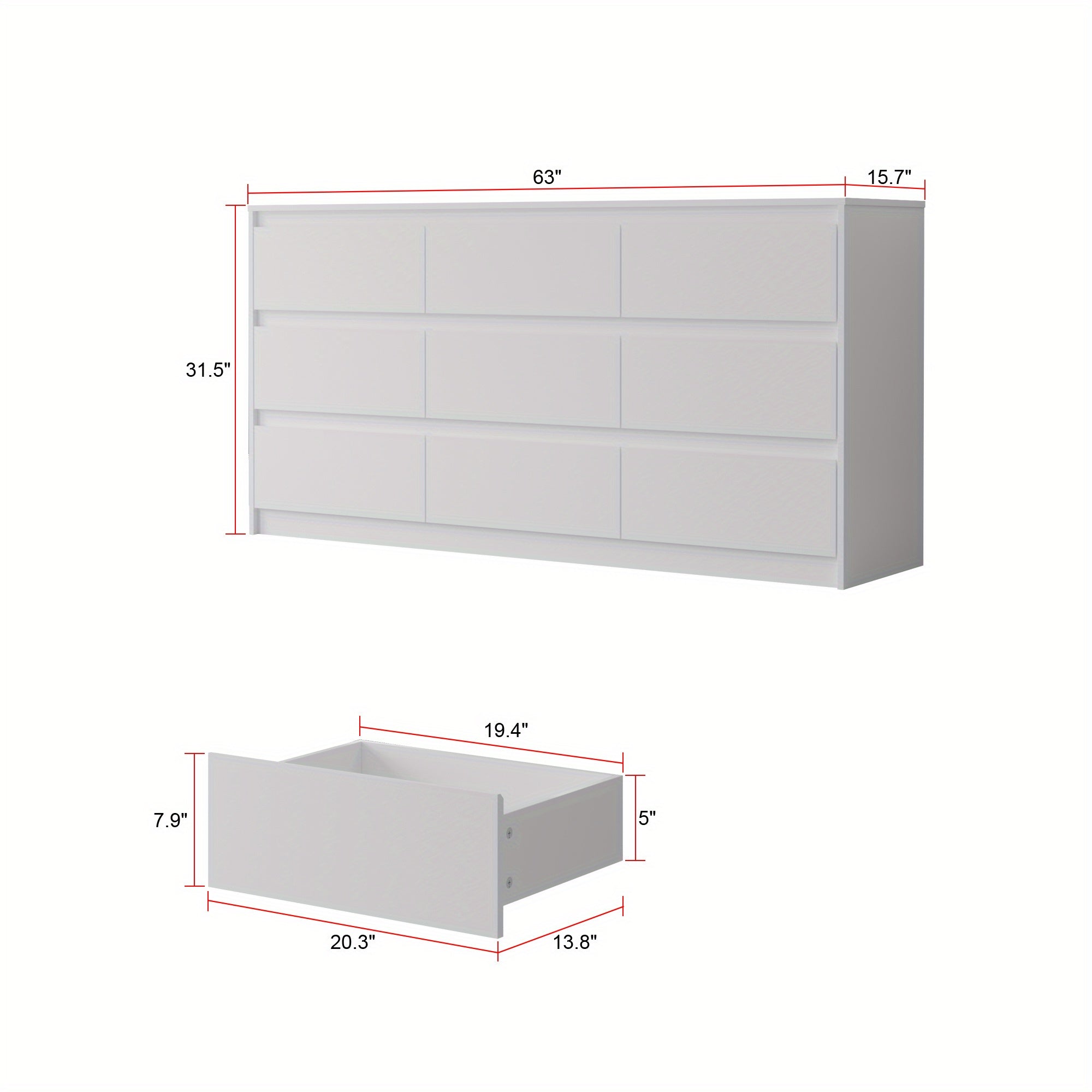 Chest Of Drawers 9 Drawer Dresser, Wood Dresser 9 Drawer Chest