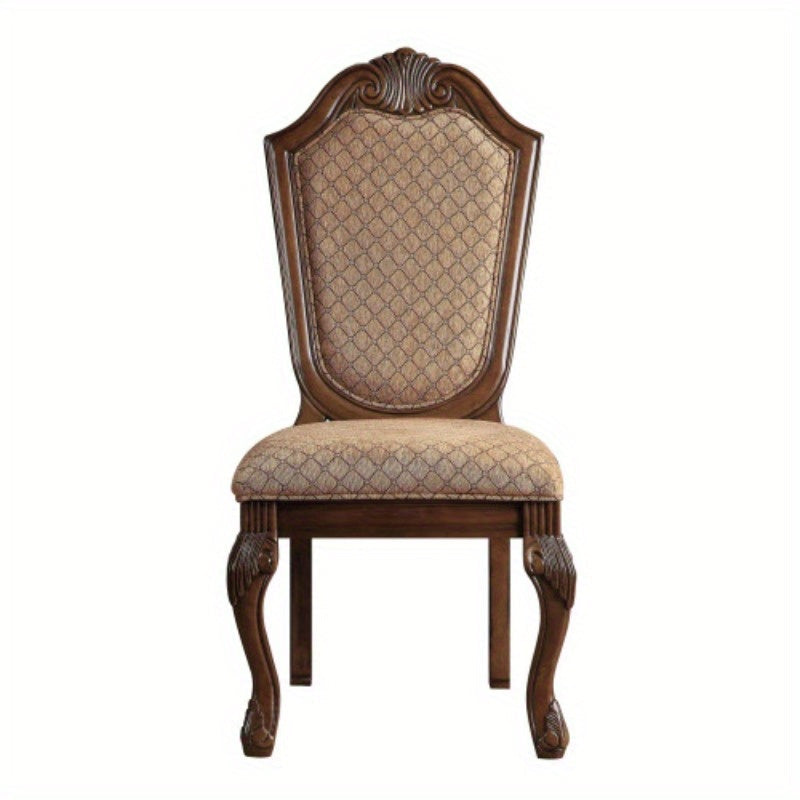 Beige and Cherry Solid Back Side Chairs (Set of 2)