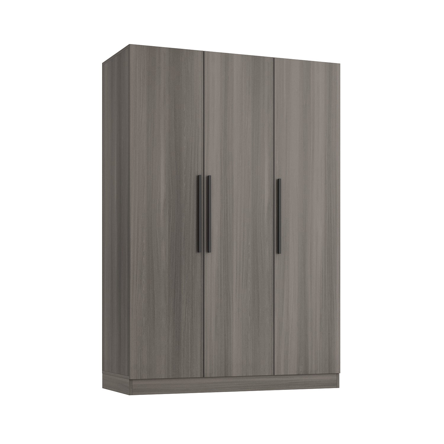 Solid Wood Handle Armoire Closet For Clothes Storage, Featuring 3 Doors, Storage Shelves & Hanging Rod, Large Storage Capacity, Grey Brown And White Styles