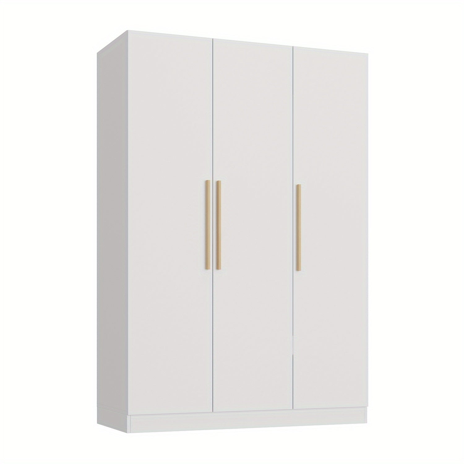 Solid Wood Handle Armoire Closet For Clothes Storage, Featuring 3 Doors, Storage Shelves & Hanging Rod, Large Storage Capacity, Grey Brown And White Styles