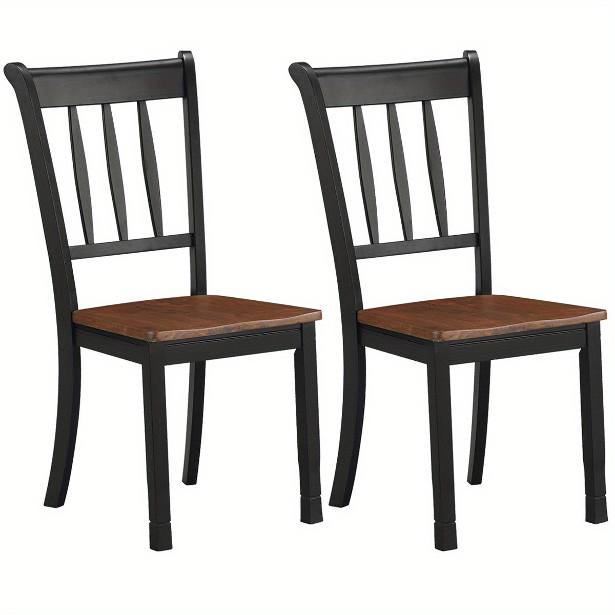 Set of 2 Wood Dining Chair High Back Dining Room Side Chair Home Kitchen Black