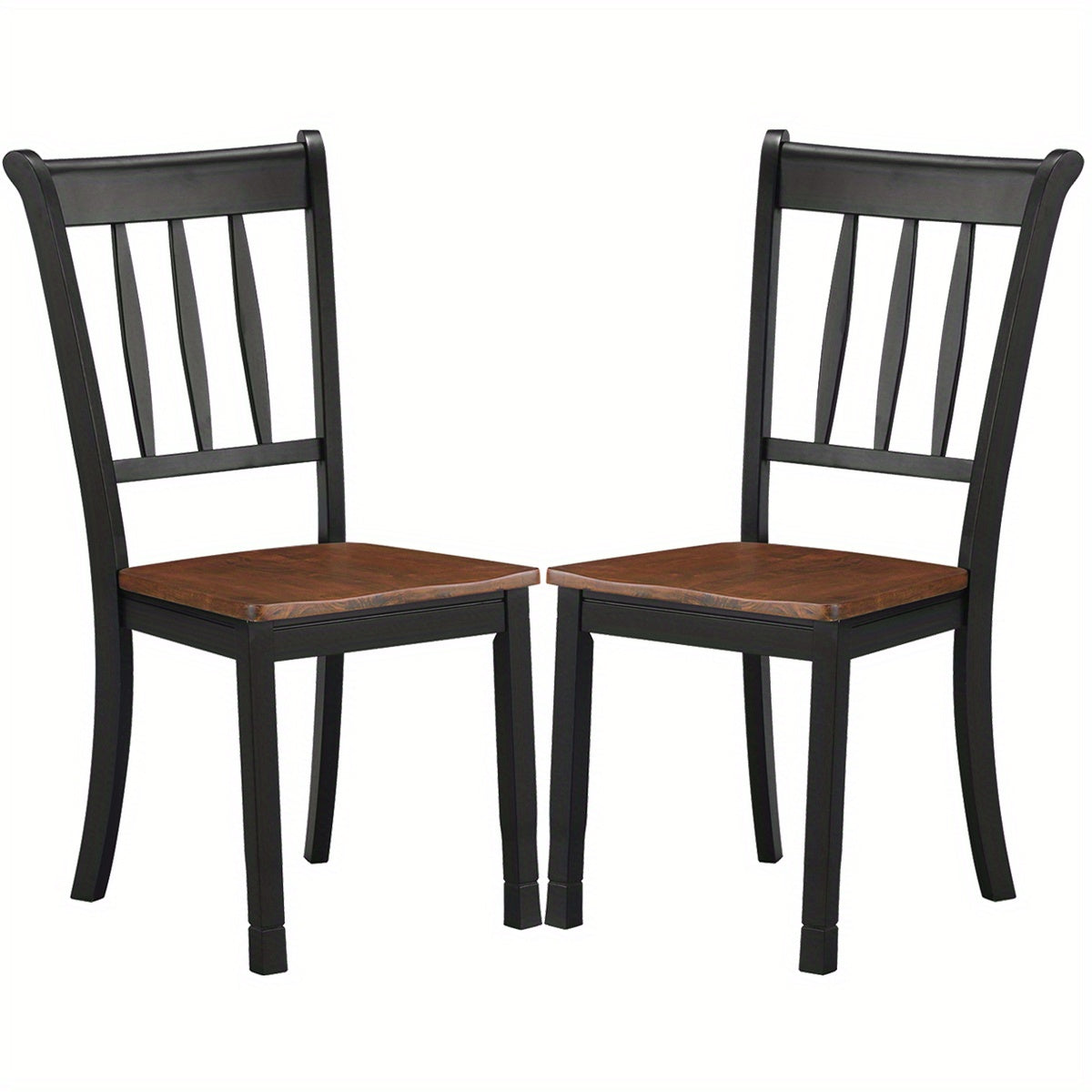 Set of 2 Wood Dining Chair High Back Dining Room Side Chair Home Kitchen Black