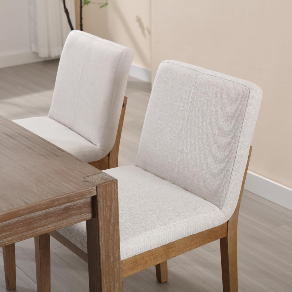 Set of 2 Dining Chairs Armless Fabric Upholstered Kitchen & Dining Room Chairs Mid-Century Modern Side Chair