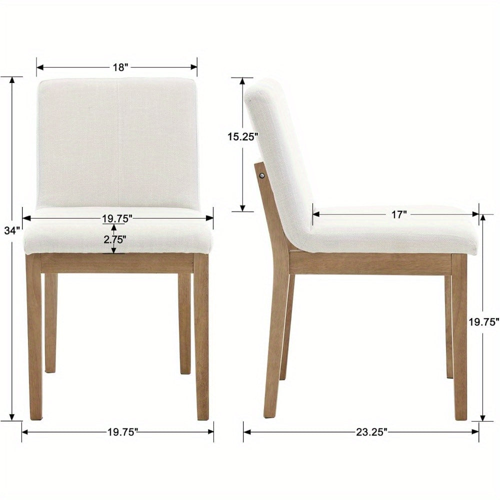 Set of 2 Dining Chairs Armless Fabric Upholstered Kitchen & Dining Room Chairs Mid-Century Modern Side Chair