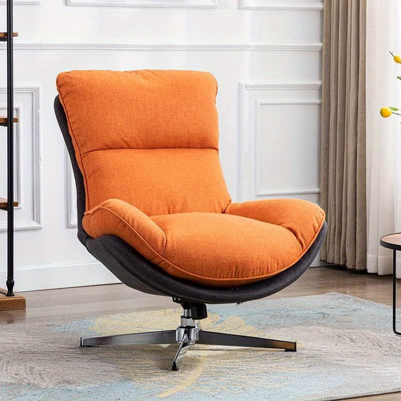 1 Pc 34 Inches Wide Swivel Lounge Chair Modern Linen Soft Accent Chair with Chrome Base, Relax Glider Rocker Chair for Living Room Bedroom Reading Room Office