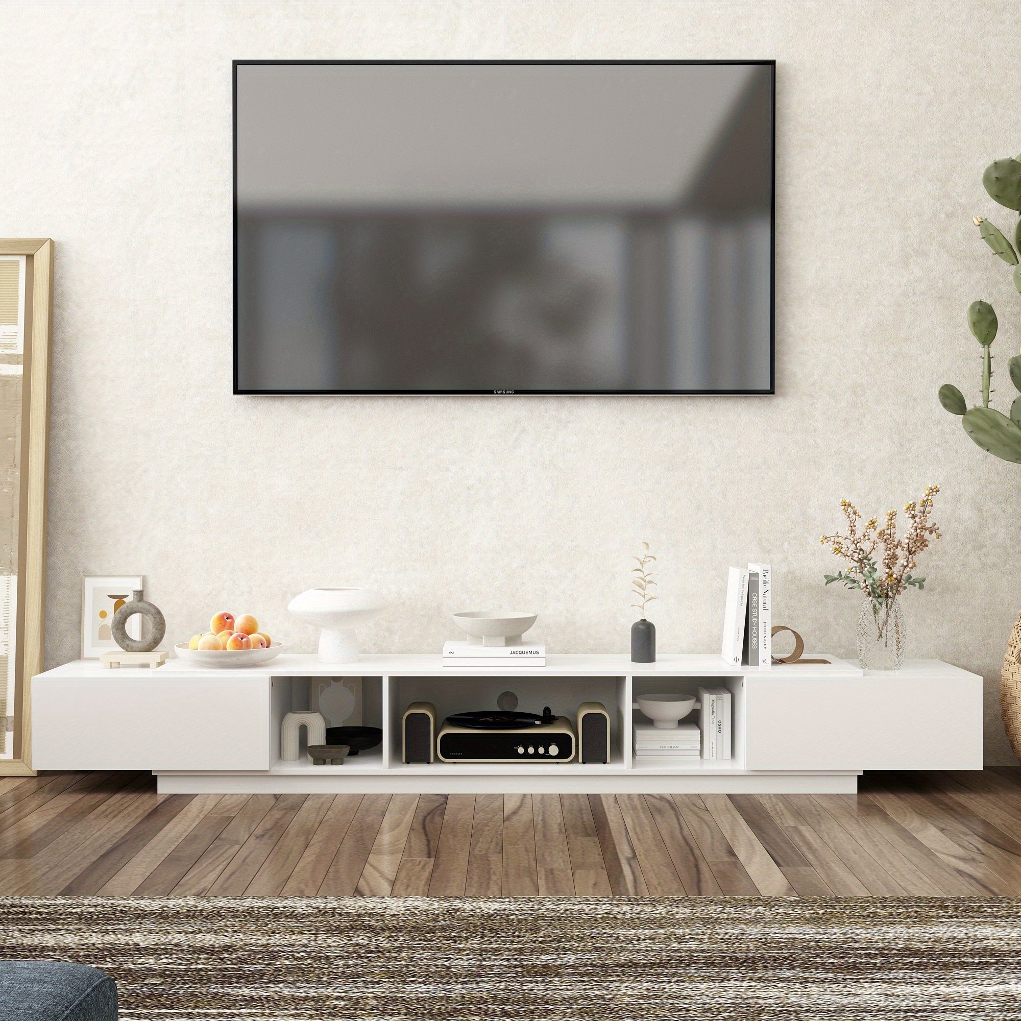 Modern TV Stand for TVs up to 100", Gaming Entertainment Center with 2 Drawers & Shelves