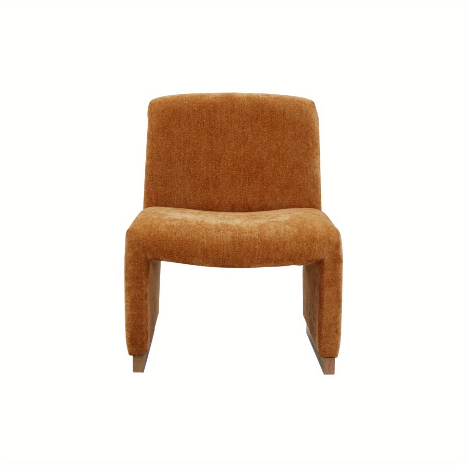 Comfy Accent Chair, Upholstered Slipper Chair, Armless Chair with Wood Legs and Soft Fabric for Living Room, Bedroom, Orange