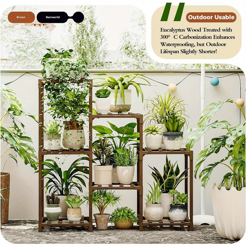 Boho Chic 3-Tier Wooden Plant Stand - Indoor/Outdoor Ladder Shelf for Multiple Plants, Perfect for Living Room & Patio Decor, Ideal Gardening Gift for Mom