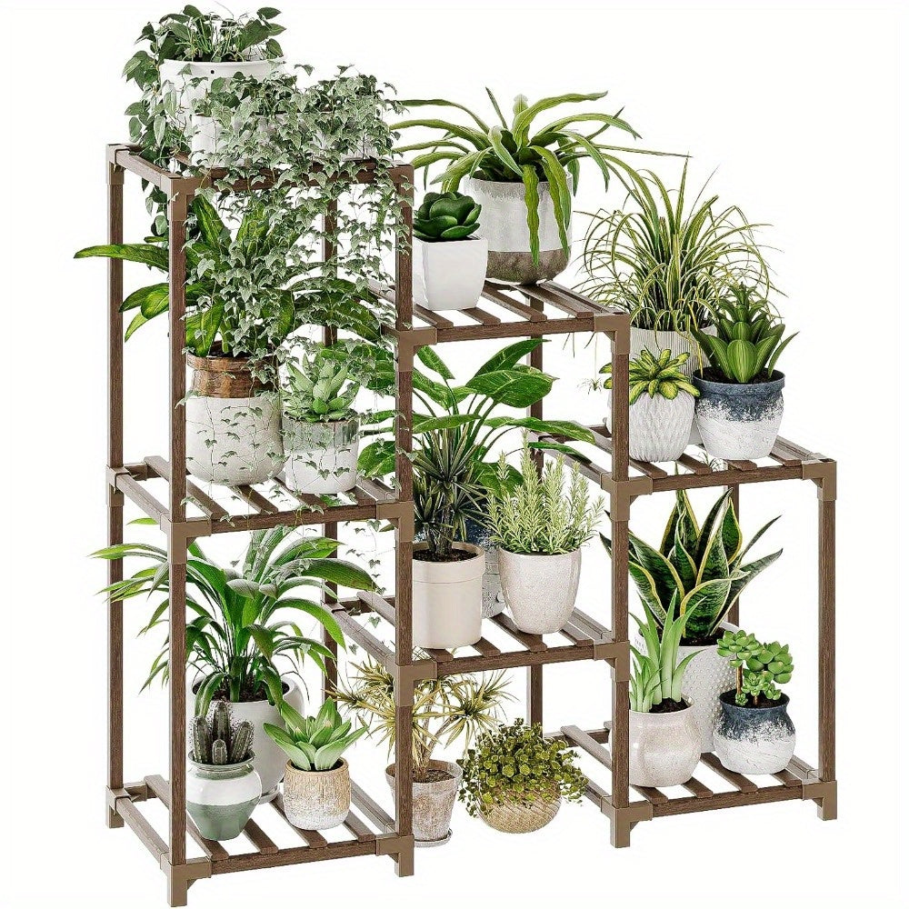 Boho Chic 3-Tier Wooden Plant Stand - Indoor/Outdoor Ladder Shelf for Multiple Plants, Perfect for Living Room & Patio Decor, Ideal Gardening Gift for Mom