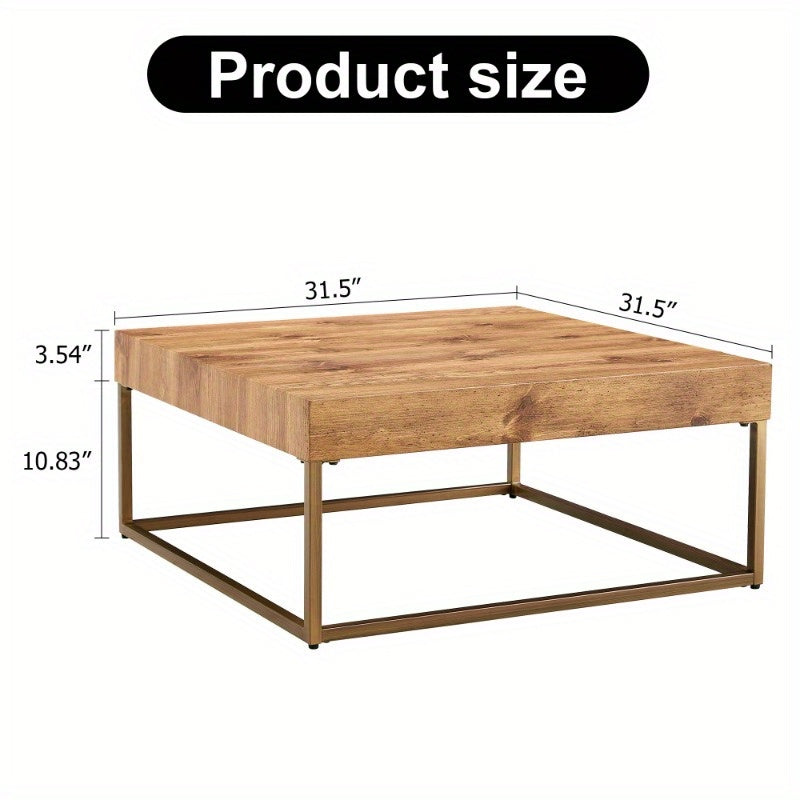 Modern rectangular coffee table, dining table. MDF desktop with metal legs. Suitable for restaurants and living rooms. The size :31.5"*31.5"*14.37"