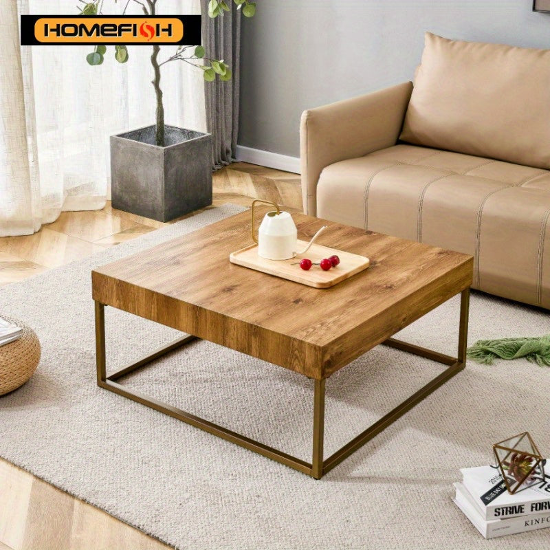 Modern rectangular coffee table, dining table. MDF desktop with metal legs. Suitable for restaurants and living rooms. The size :31.5"*31.5"*14.37"