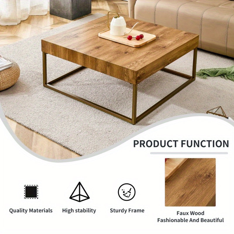 Modern rectangular coffee table, dining table. MDF desktop with metal legs. Suitable for restaurants and living rooms. The size :31.5"*31.5"*14.37"