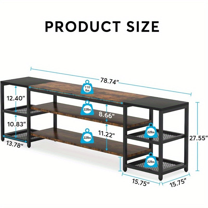 78 Inch TV Stand for TVs up to 85 Inch, with Storage Shelveswith Storage Shelves for Living Room, Entertainment Room