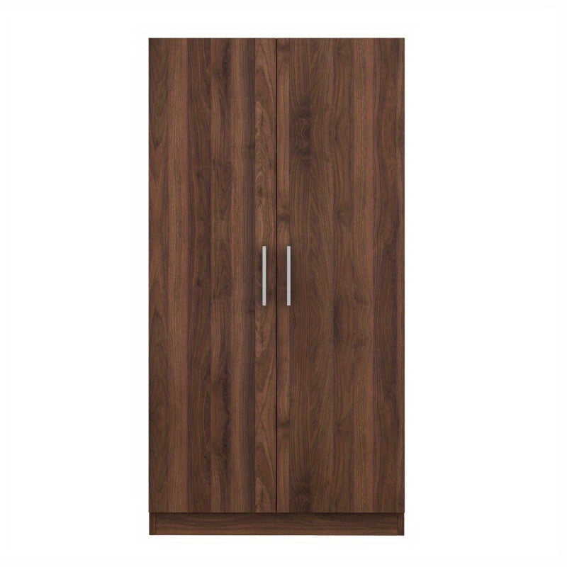 2-Door Wooden Wardrobe Armoire with 3 Storage Shelves, Brown