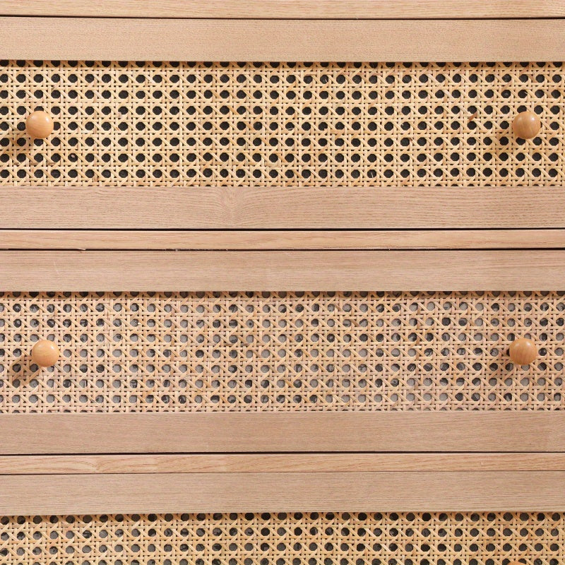 80cm 3-Drawers Chest of Drawers Rattan Storage Cabinet Rattan Drawer Chest For Bedroom Living Room Natural - Dresser