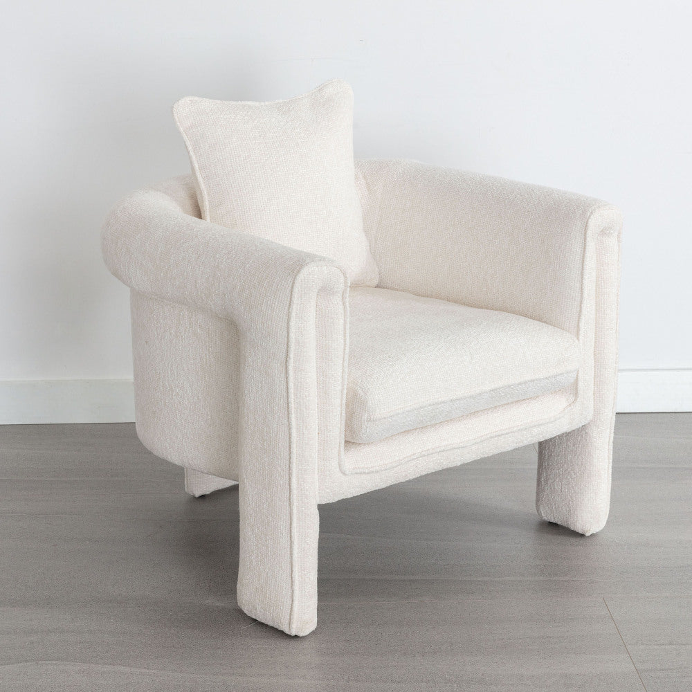 Modern Style Accent Chair Armchair for Living Room, Bedroom, Guest Room, Office, Ivory