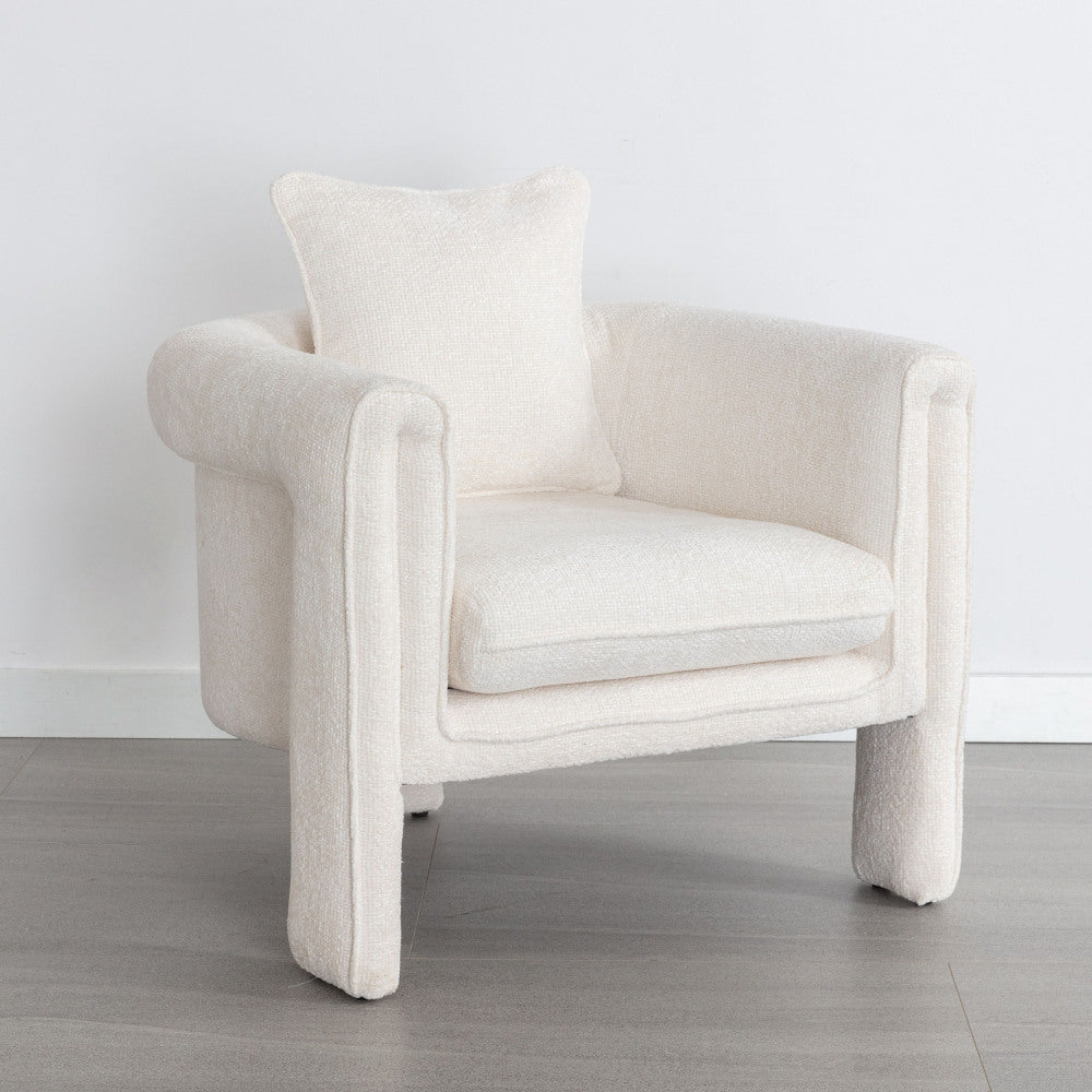 Modern Style Accent Chair Armchair for Living Room, Bedroom, Guest Room, Office, Ivory