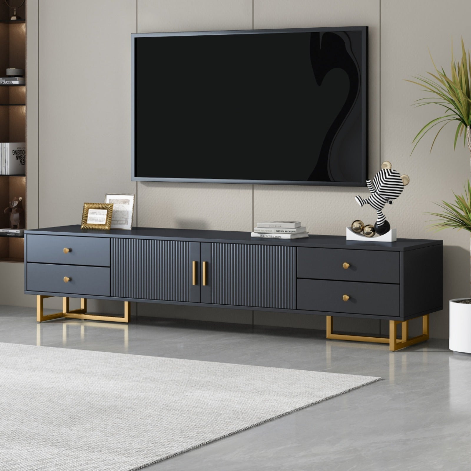 TV Stand for 65+ Inch TV, Entertainment Center TV Media Console Table, Modern TV Stand with Storage, TV Console Cabinet Furniture for Living Room