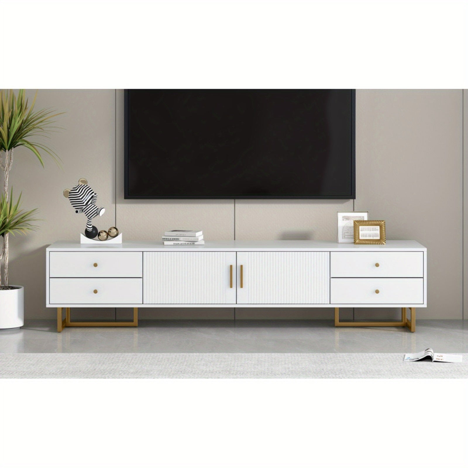 TV Stand for 65+ Inch TV, Entertainment Center TV Media Console Table, Modern TV Stand with Storage, TV Console Cabinet Furniture for Living Room