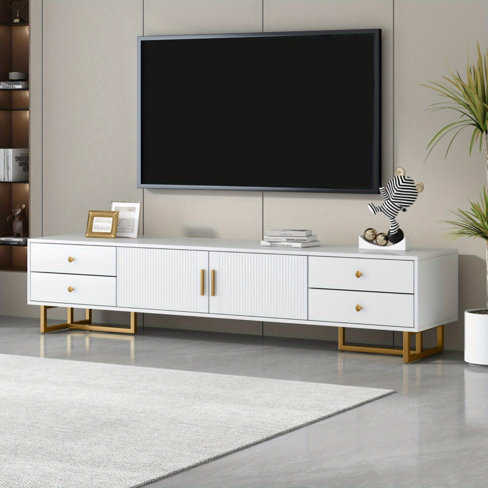 TV Stand for 65+ Inch TV, Entertainment Center TV Media Console Table, Modern TV Stand with Storage, TV Console Cabinet Furniture for Living Room