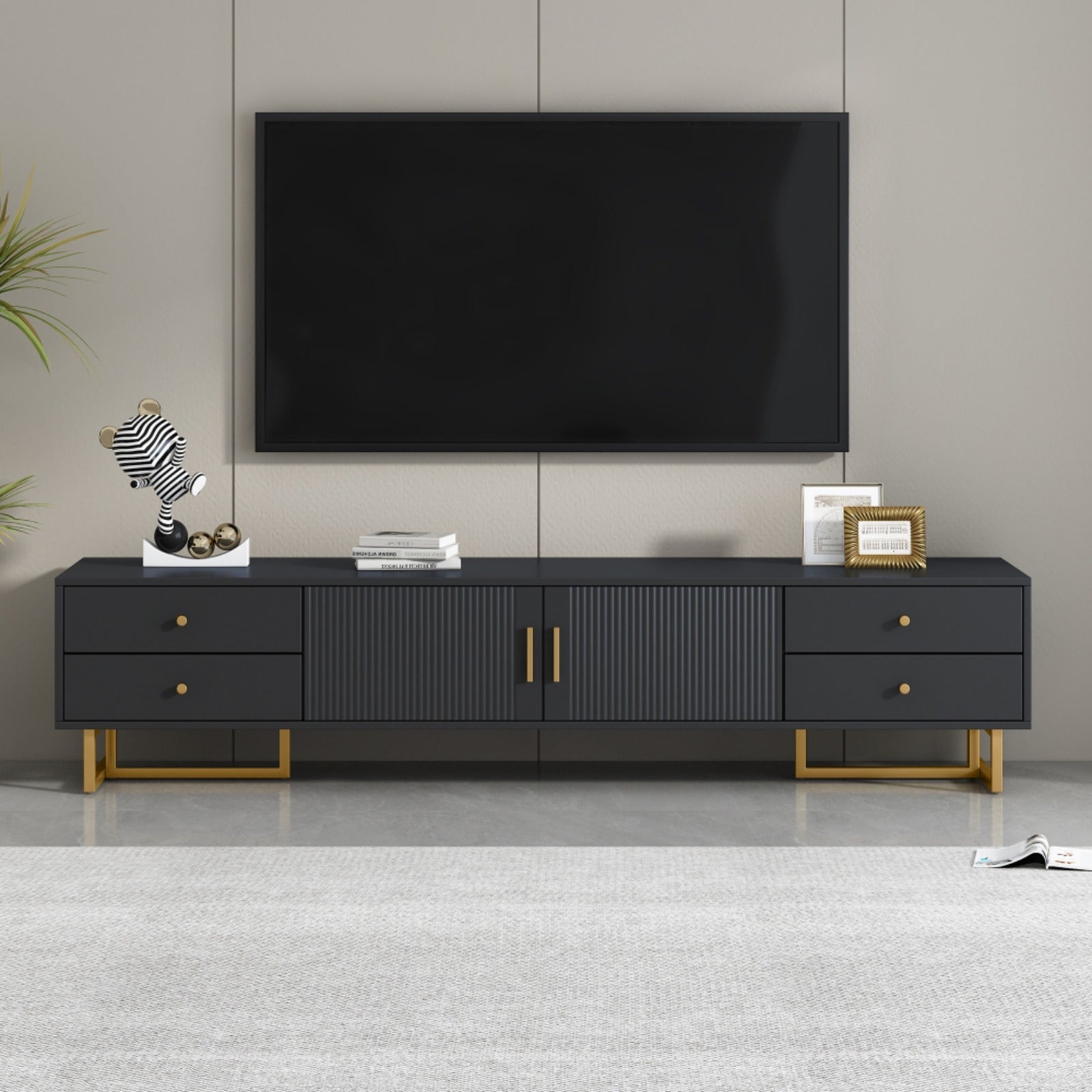 TV Stand for 65+ Inch TV, Entertainment Center TV Media Console Table, Modern TV Stand with Storage, TV Console Cabinet Furniture for Living Room